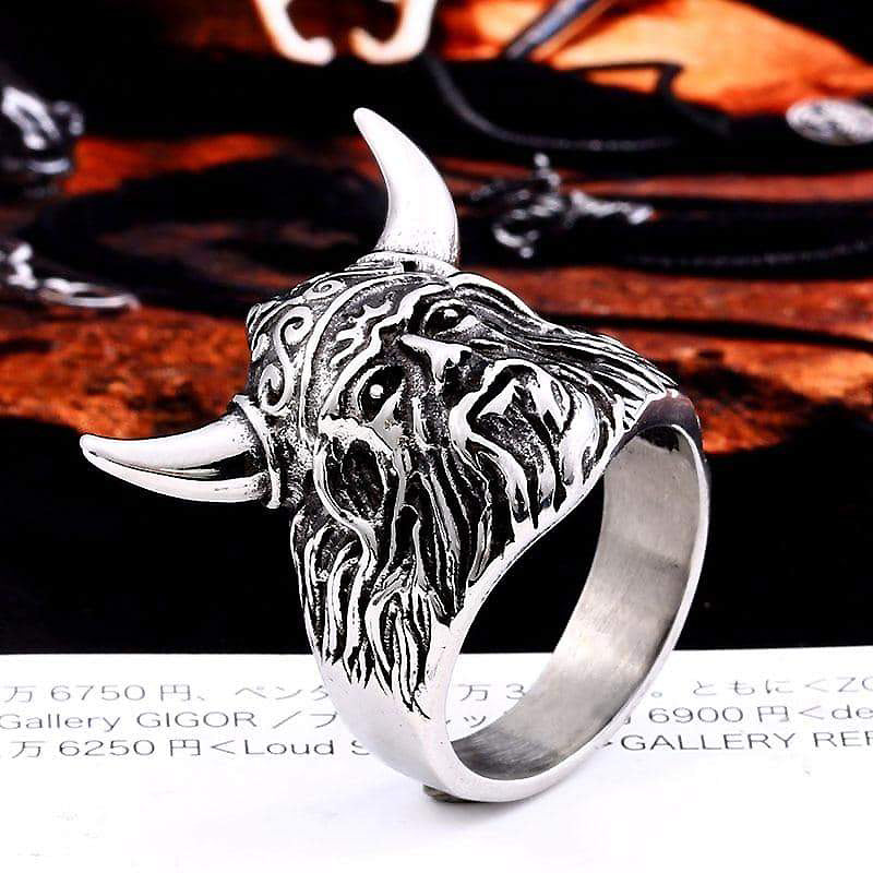 Nordic Head Viking Ring / Stainless Steel Skandinavian Style Jewelry