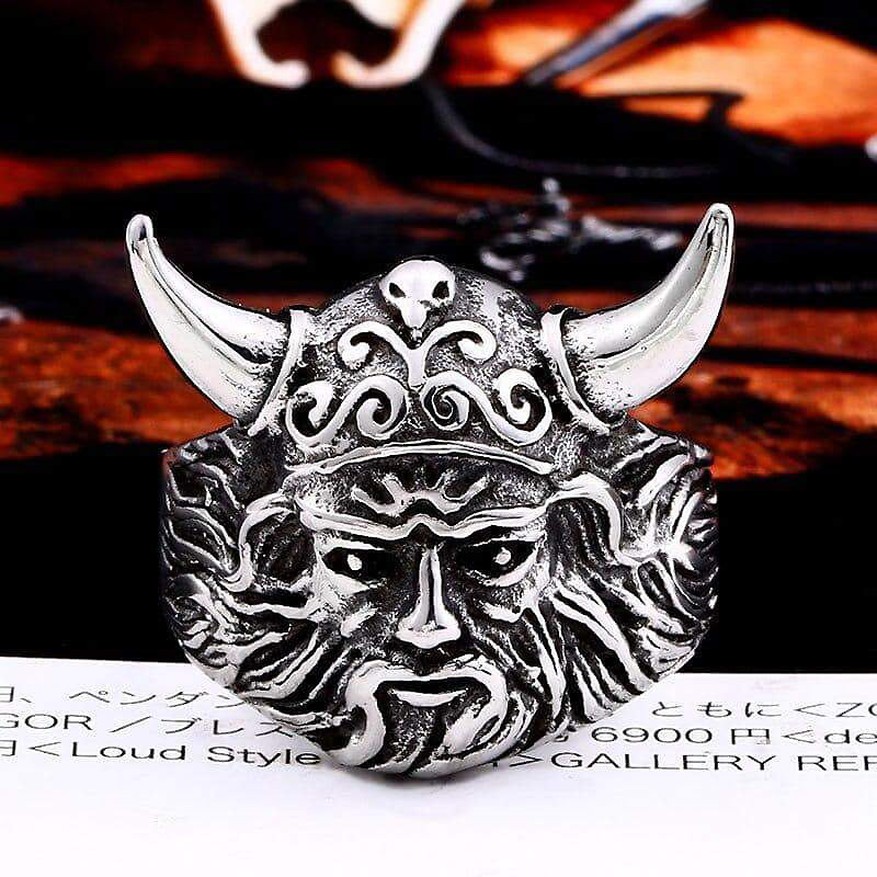 Nordic Head Viking Ring / Stainless Steel Skandinavian Style Jewelry