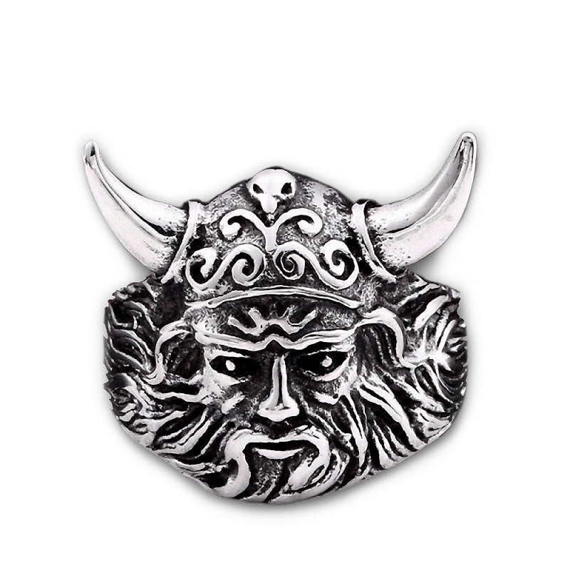 Nordic Head Viking Ring / Stainless Steel Skandinavian Style Jewelry