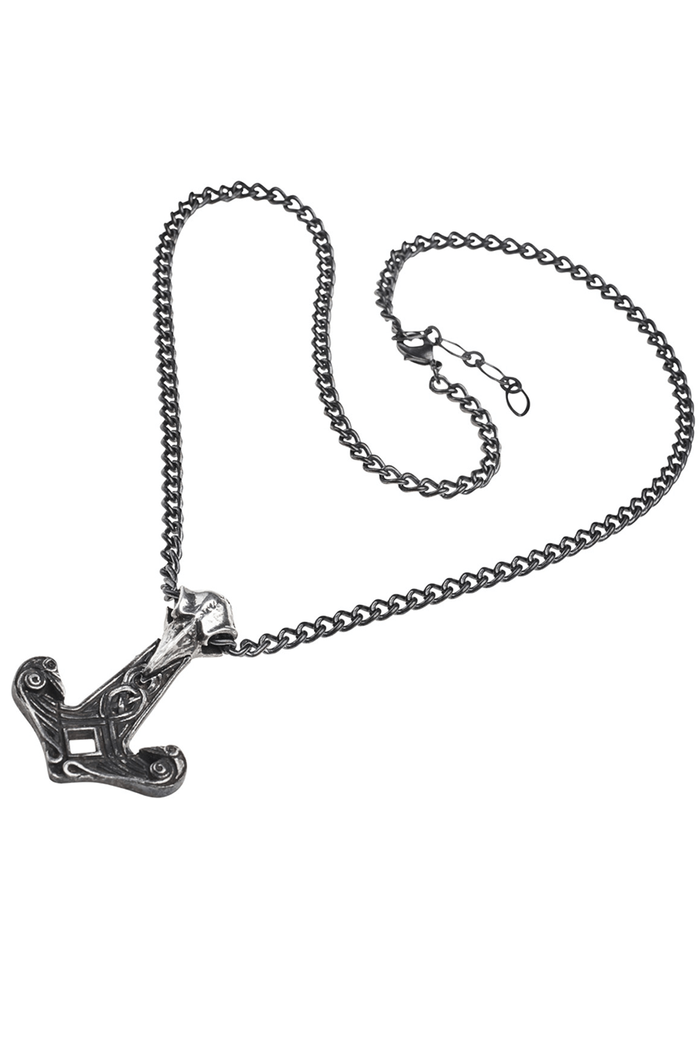 Norse Raven Skull and Thor's Hammer Gothic Pendant