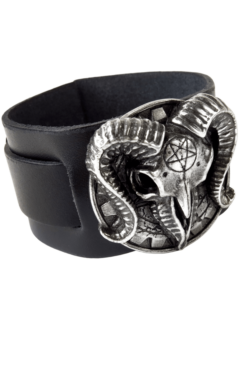Occult Ram Skull Leather Bracelet for Gothic Style