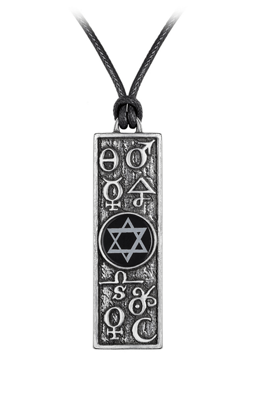 Occult Tablet Mystical Pendant with Black Onyx Disc