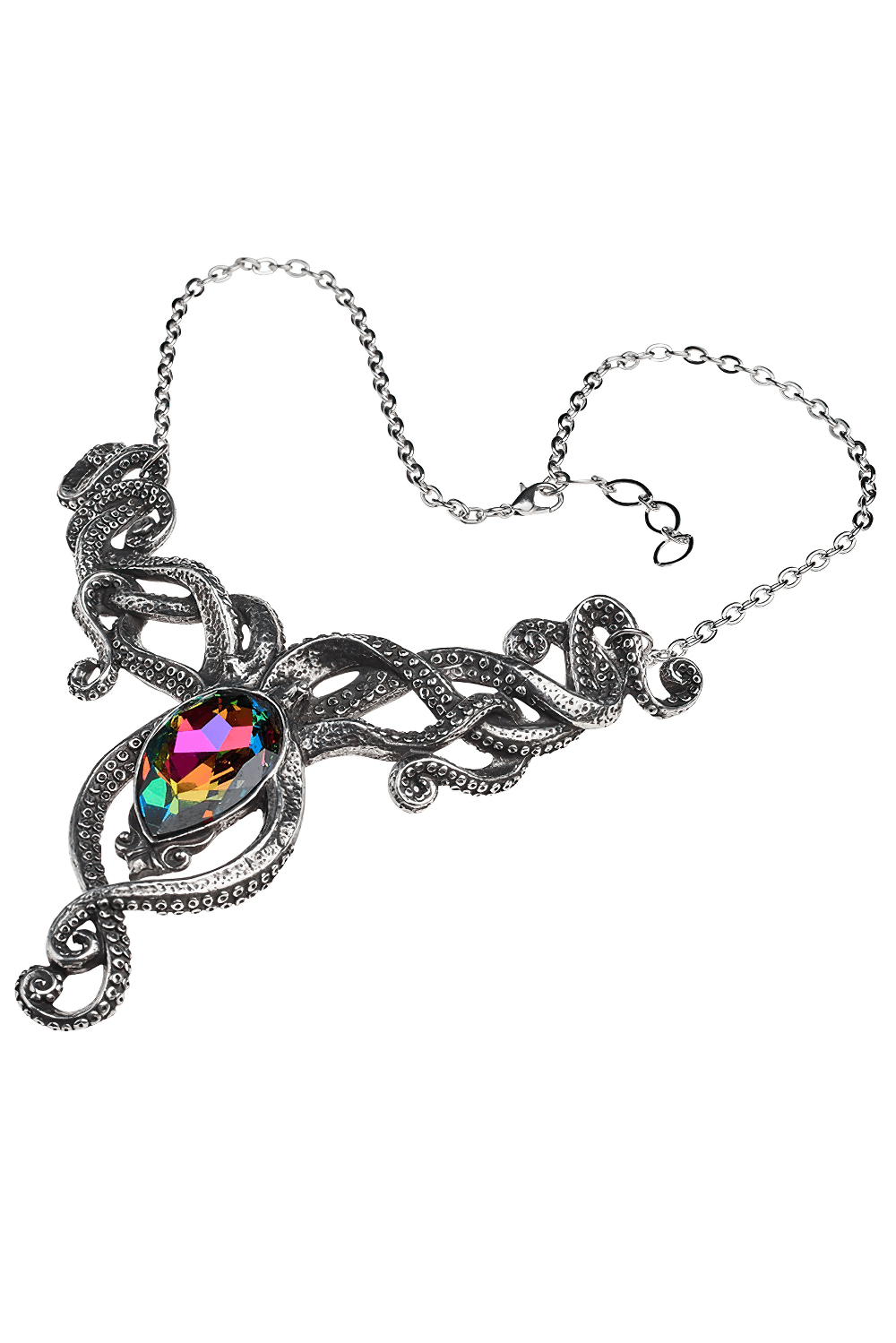 Octopus Tentacle Necklace with Rainbow Crystal Jewel
