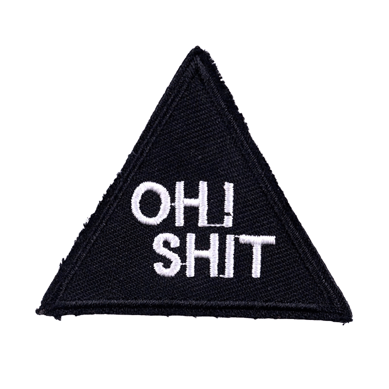 "Oh Shit" Iron-On Patch In Triangular Shape / Stylish Decal