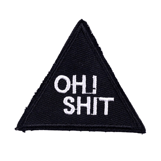 "Oh Shit" Iron-On Patch In Triangular Shape / Stylish Decal