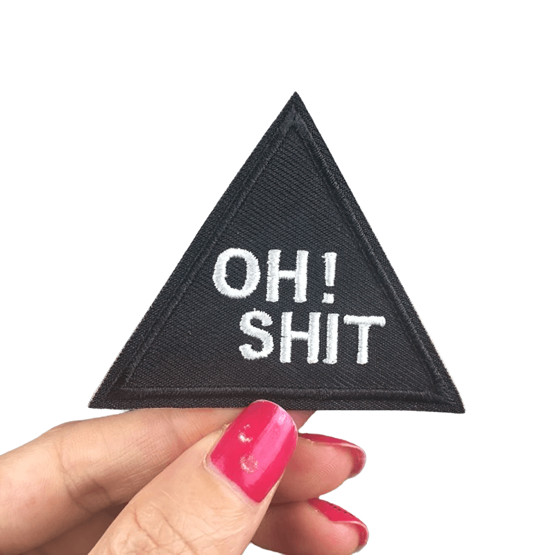 "Oh Shit" Iron-On Patch In Triangular Shape / Stylish Decal