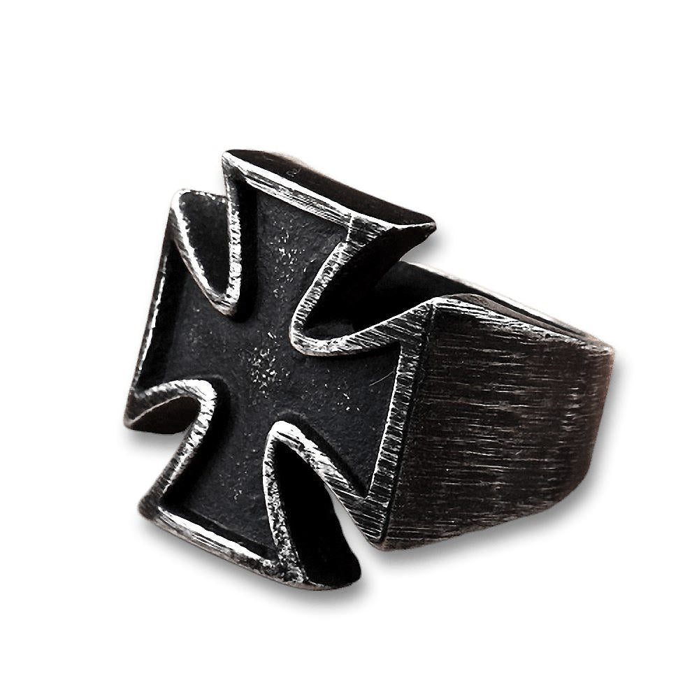 Old School Biker Iron Cross Ring / Rock Style Stainless Steel Jewelry