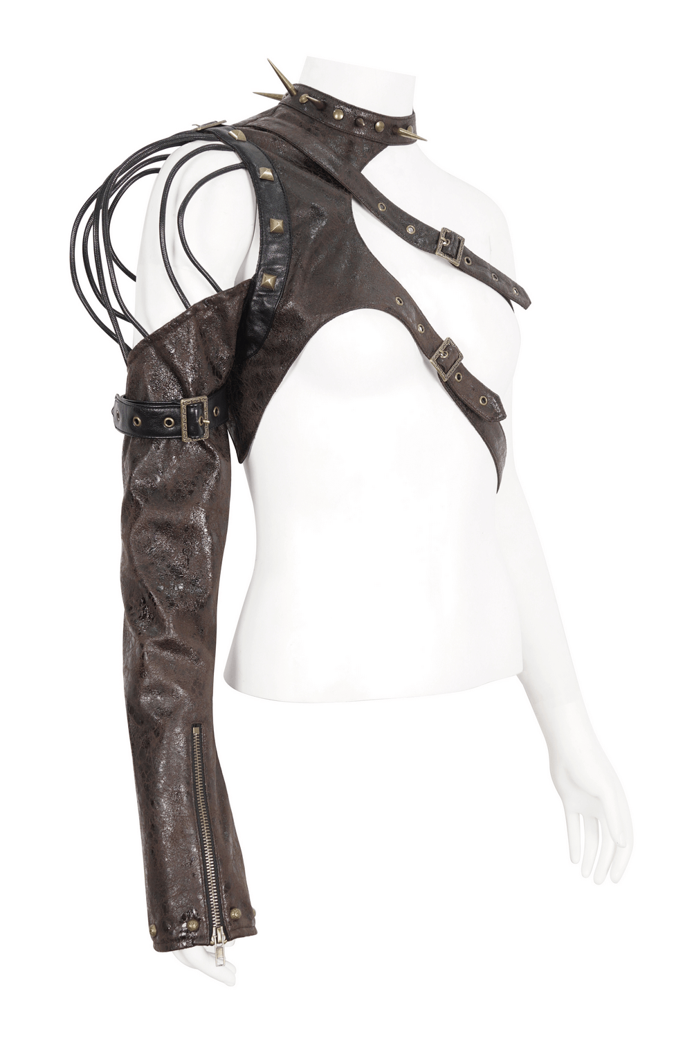 One-Shoulder Accessory with Spikes and Long Sleeve