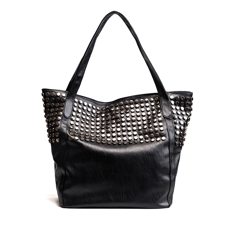 One Shoulder Large Bag for Shopping / Punk Women's Bag with Rivets