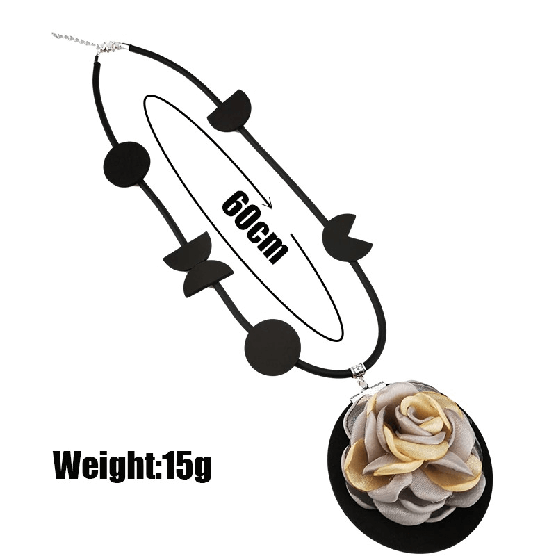 Original Boho Flower Pendant Necklace / Gothic Women's Accessories / Rubber Handmade Jewelry