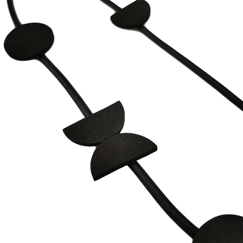 Original Boho Flower Pendant Necklace / Gothic Women's Accessories / Rubber Handmade Jewelry