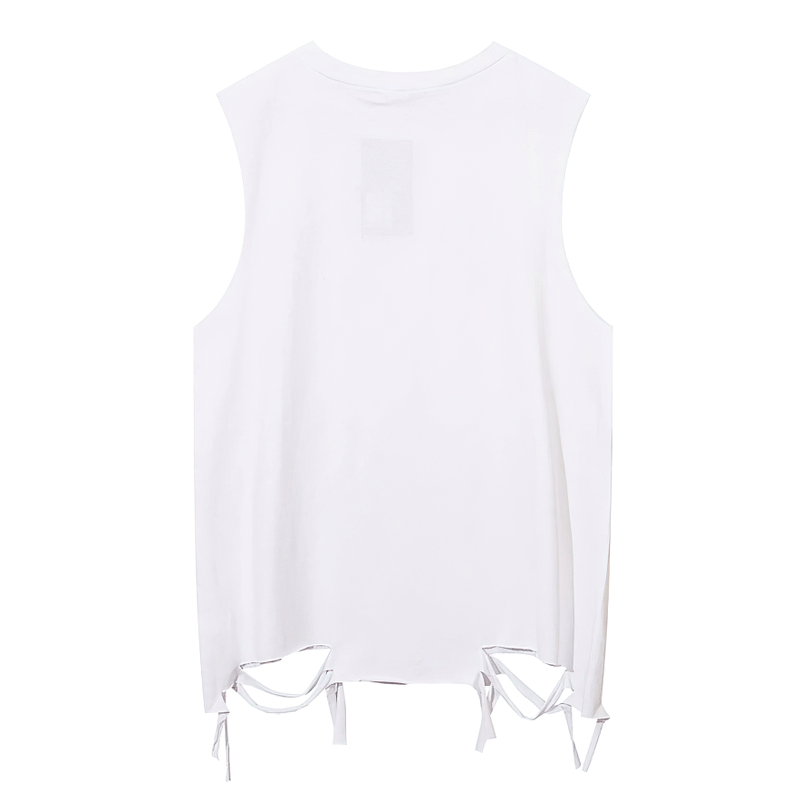 Original Design Cotton Men's Tank Tops with Chain / Casual Hole Sleeveless T-Shirt