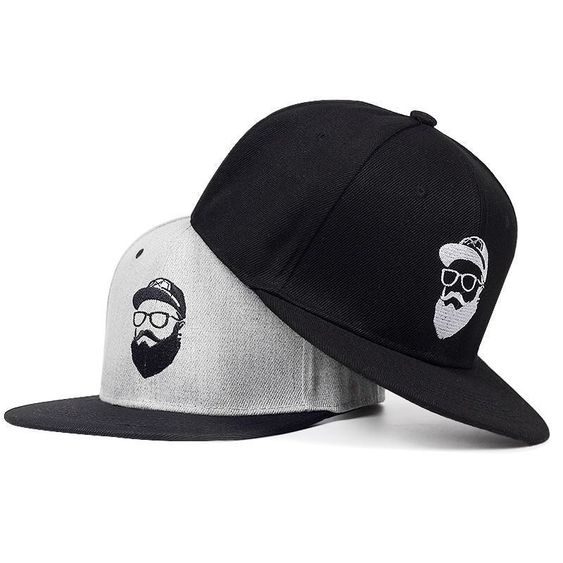 Rock Style Cap with Bearded Man Embroidery / Vintage Character Men Women hats / Alternative snapback