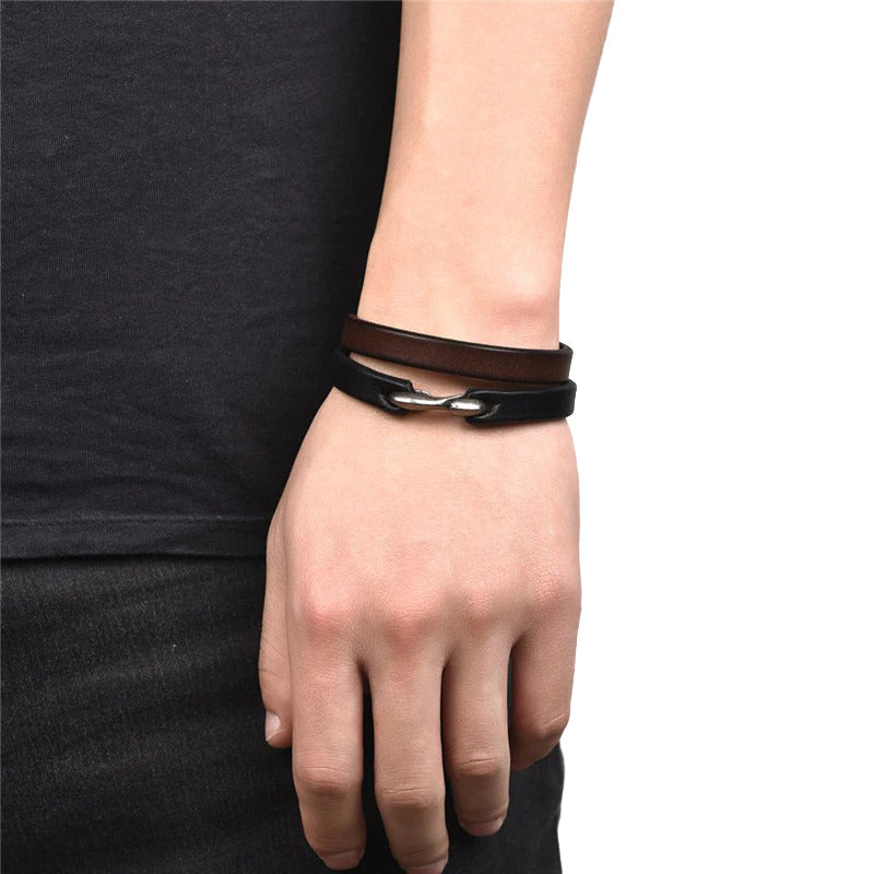 Original Style Bracelets for Men and Women / Vintage Black/Brown Genuine Leather Bracelet