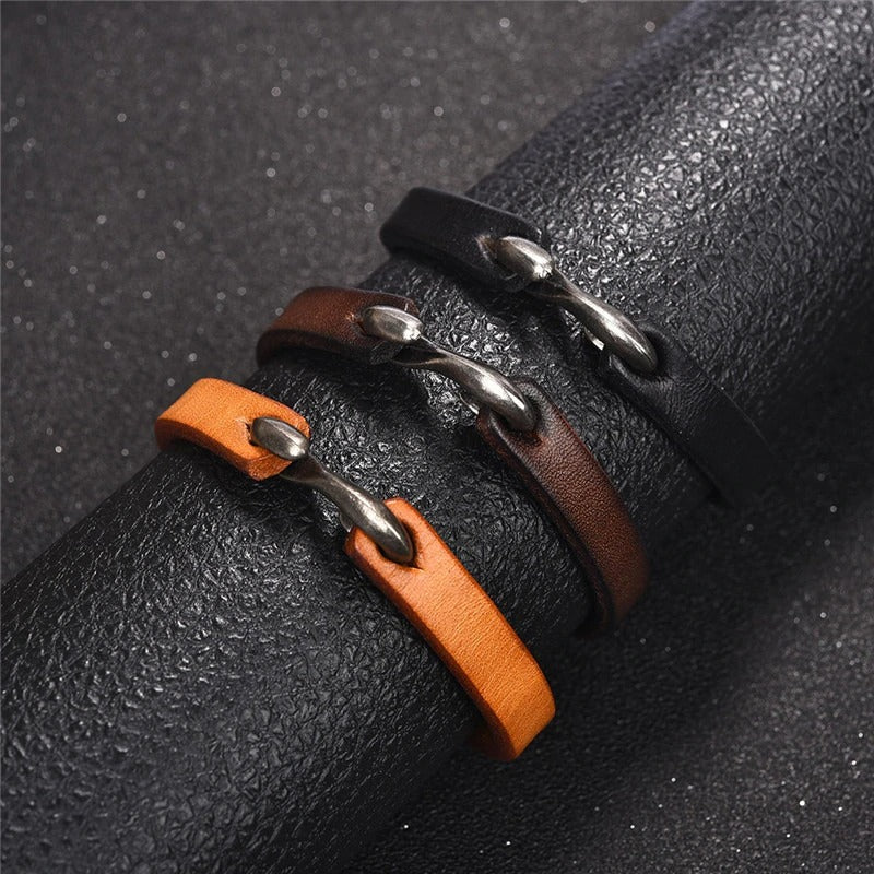 Original Style Bracelets for Men and Women / Vintage Black/Brown Genuine Leather Bracelet