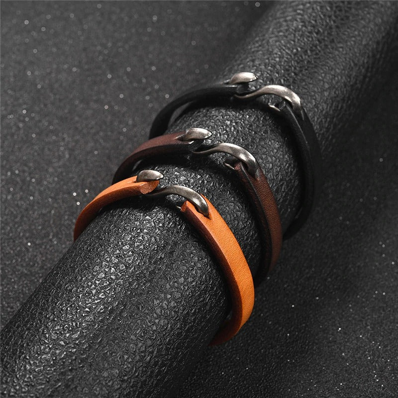 Original Style Bracelets for Men and Women / Vintage Black/Brown Genuine Leather Bracelet