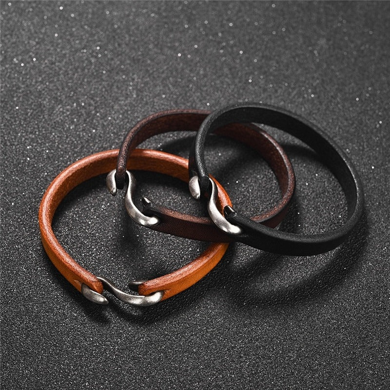 Original Style Bracelets for Men and Women / Vintage Black/Brown Genuine Leather Bracelet