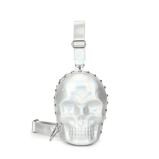 Originality Skeleton Head Handbag / Gothic Rivets Zipper Crossbody Bag