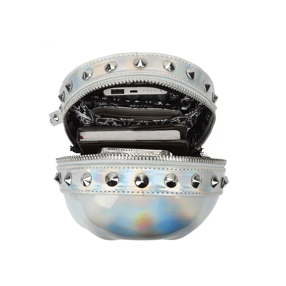 Originality Skeleton Head Handbag / Gothic Rivets Zipper Crossbody Bag