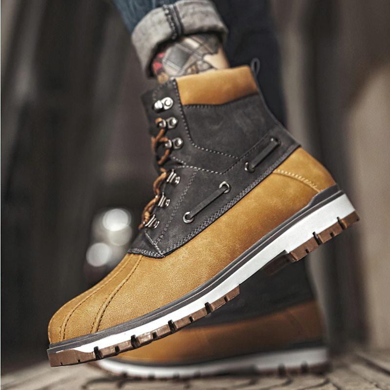 Outdoor Waterproof Men's Motorcycle Boots / Thick Plush Warm Snow Boots