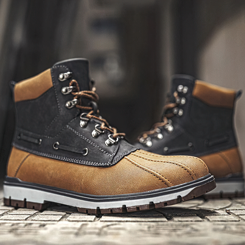 Outdoor Waterproof Men's Motorcycle Boots / Thick Plush Warm Snow Boots