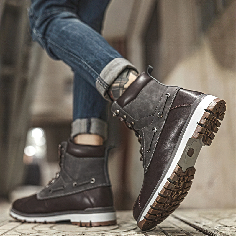 Outdoor Waterproof Men's Motorcycle Boots / Thick Plush Warm Snow Boots