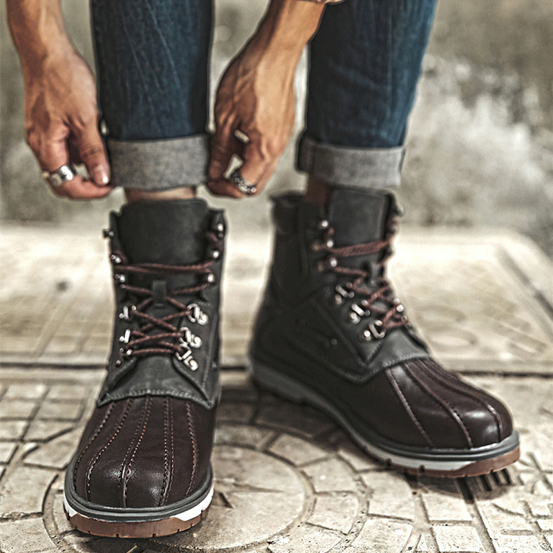 Outdoor Waterproof Men's Motorcycle Boots / Thick Plush Warm Snow Boots