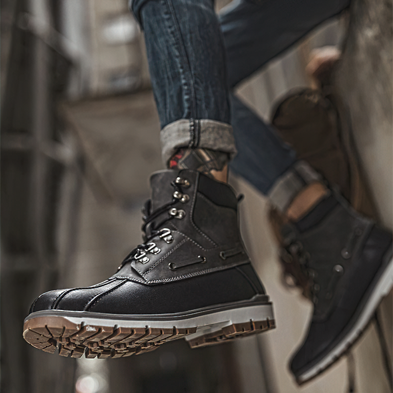 Outdoor Waterproof Men's Motorcycle Boots / Thick Plush Warm Snow Boots