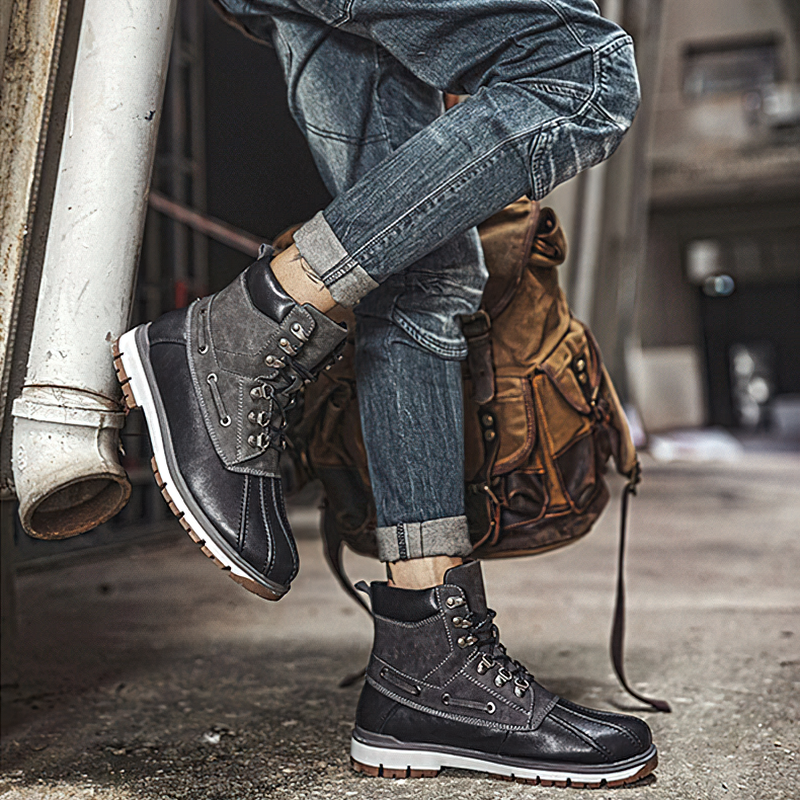 Outdoor Waterproof Men's Motorcycle Boots / Thick Plush Warm Snow Boots