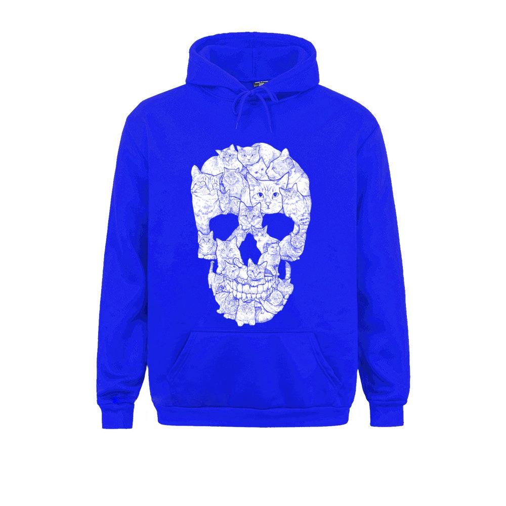 Oversize Men's Skull Print Hoodie / Rock Style Hoodie With Pockets / Male Clothing With Cats