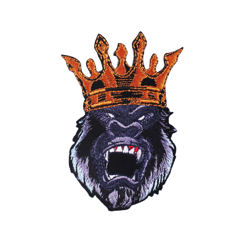 Patch Angry King Kong In A Crown / Unisex Fusible Accessory For Jackets and Bags
