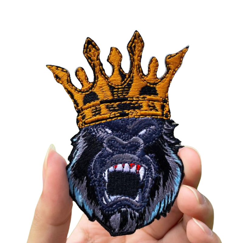Patch Angry King Kong In A Crown / Unisex Fusible Accessory For Jackets and Bags