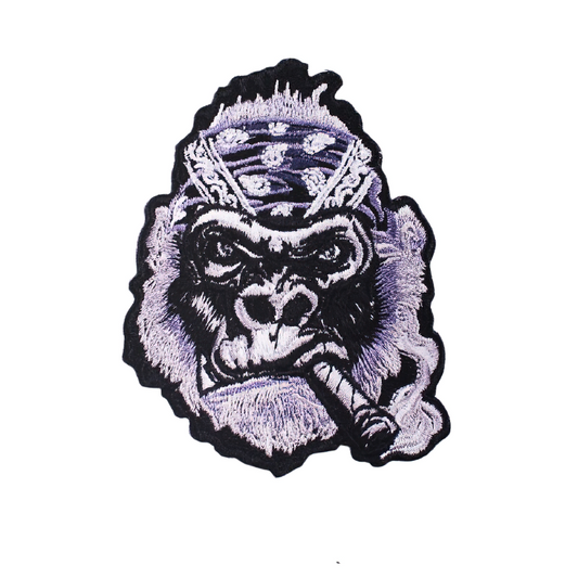 Patch Of Big Gorilla With Cigar In Teeth / Goth Embroidered Accessories For Clothes