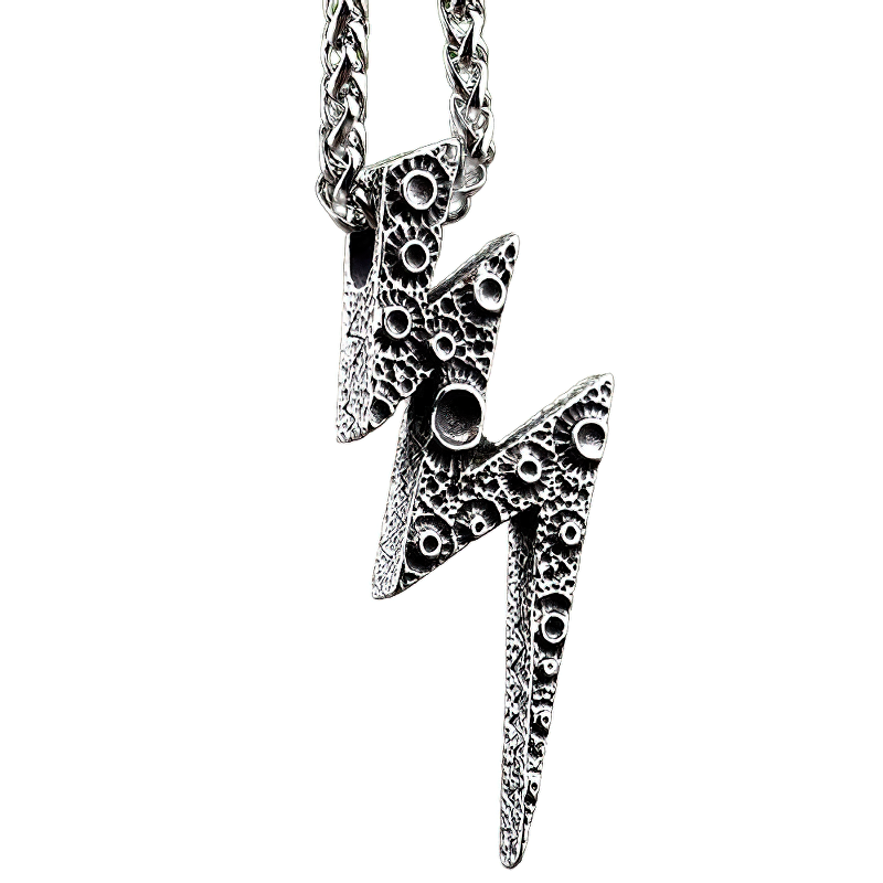 Pendant Of Lightning Design / Unisex Stylish Necklace / Stainless Steel Funning Jewelry