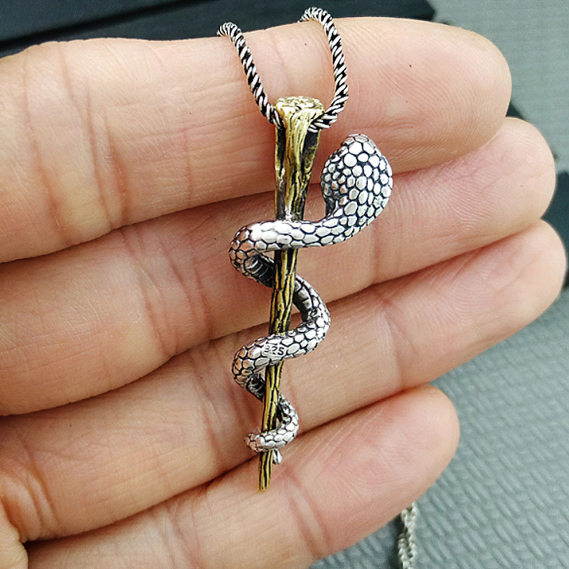 Pendant with Cobra of Real S925 Sterling Silver / Alternative Jewerly