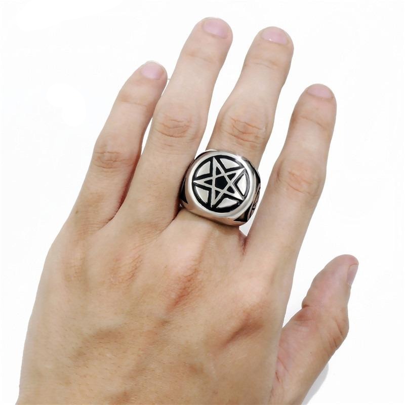 Pentagram Pentacle Star Ring / Punk Band Occult Jewelry / Biker Rings