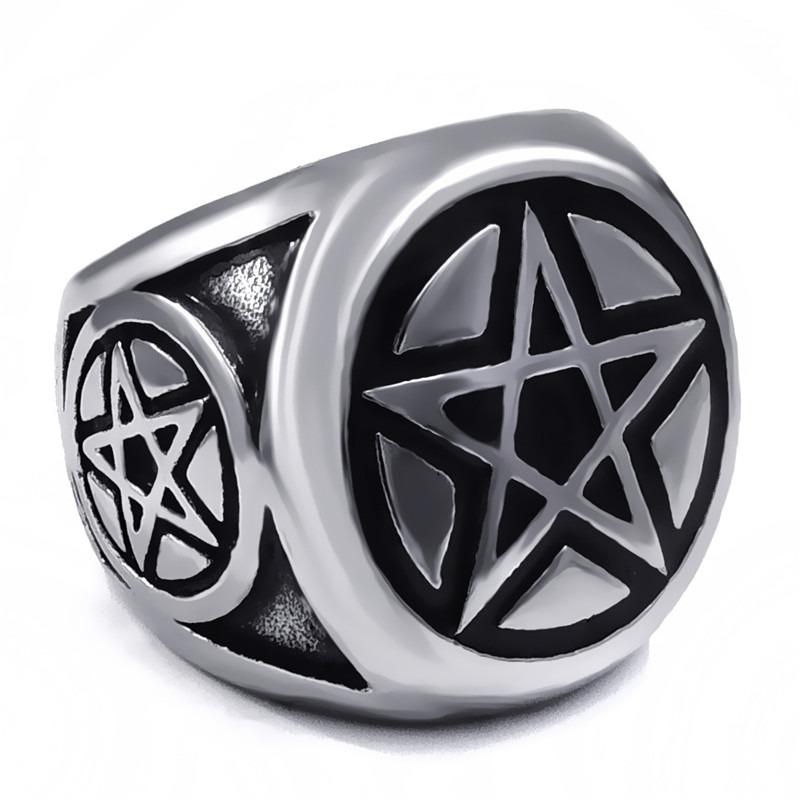 Pentagram Pentacle Star Ring / Punk Band Occult Jewelry / Biker Rings