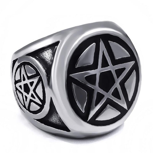 Pentagram Pentacle Star Ring / Punk Band Occult Jewelry / Biker Rings