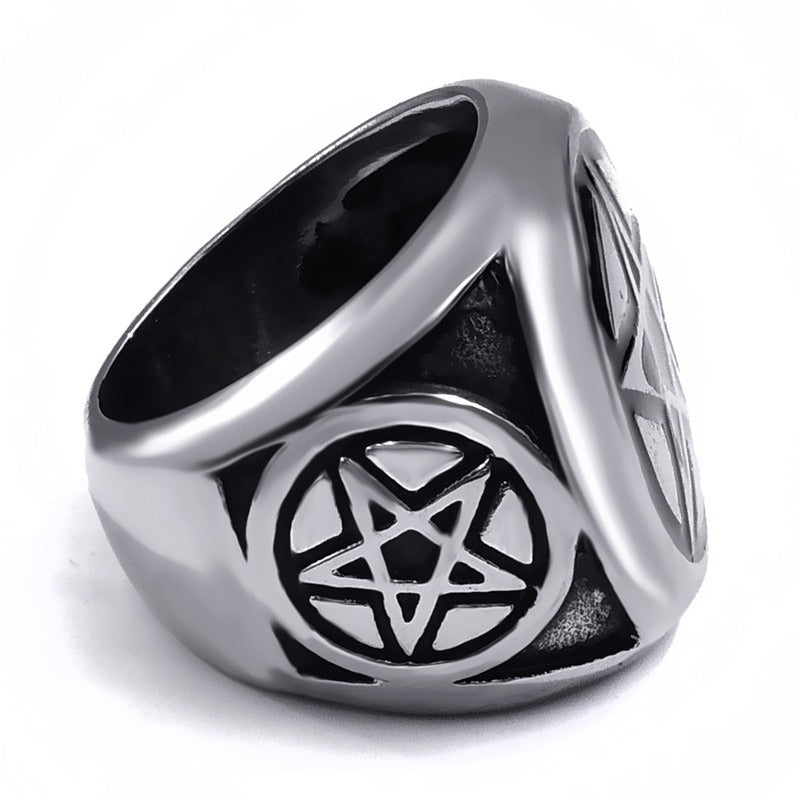 Pentagram Pentacle Star Ring / Punk Band Occult Jewelry / Biker Rings