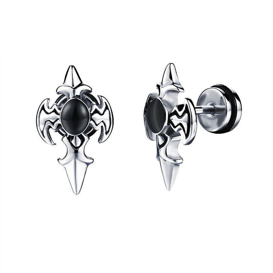 Personality Cross Design Stud Earrings / Stainless Steel Zirconia Jewelry in Alternative Fashion