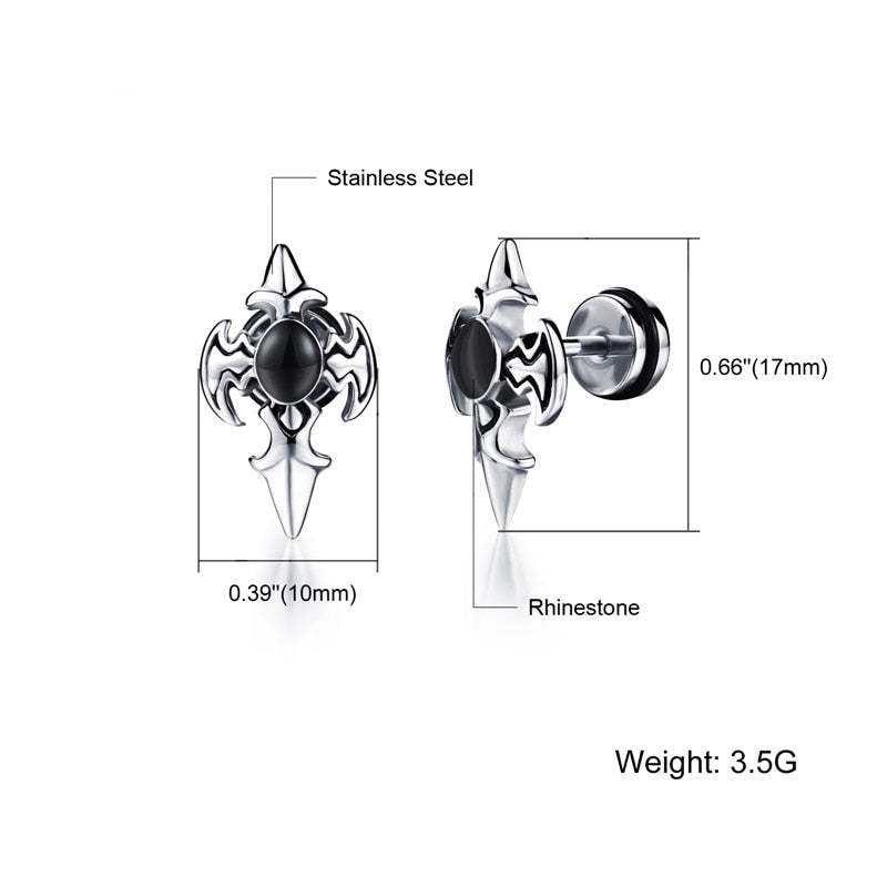 Personality Cross Design Stud Earrings / Stainless Steel Zirconia Jewelry in Alternative Fashion