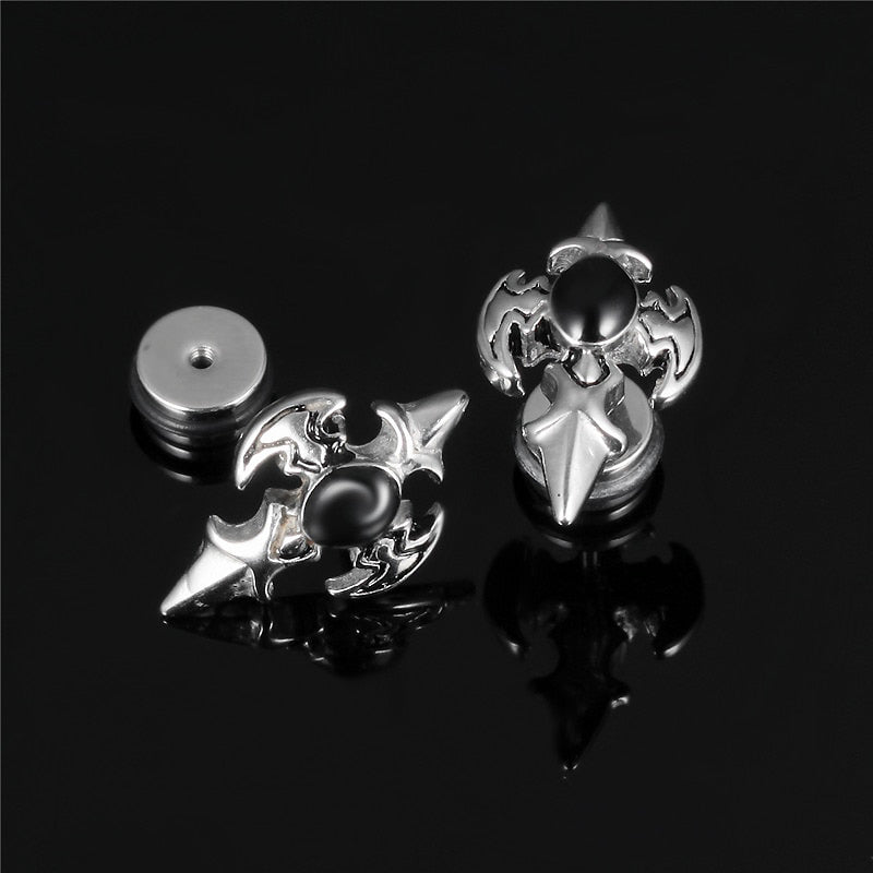 Personality Cross Design Stud Earrings / Stainless Steel Zirconia Jewelry in Alternative Fashion