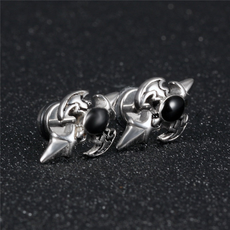 Personality Cross Design Stud Earrings / Stainless Steel Zirconia Jewelry in Alternative Fashion