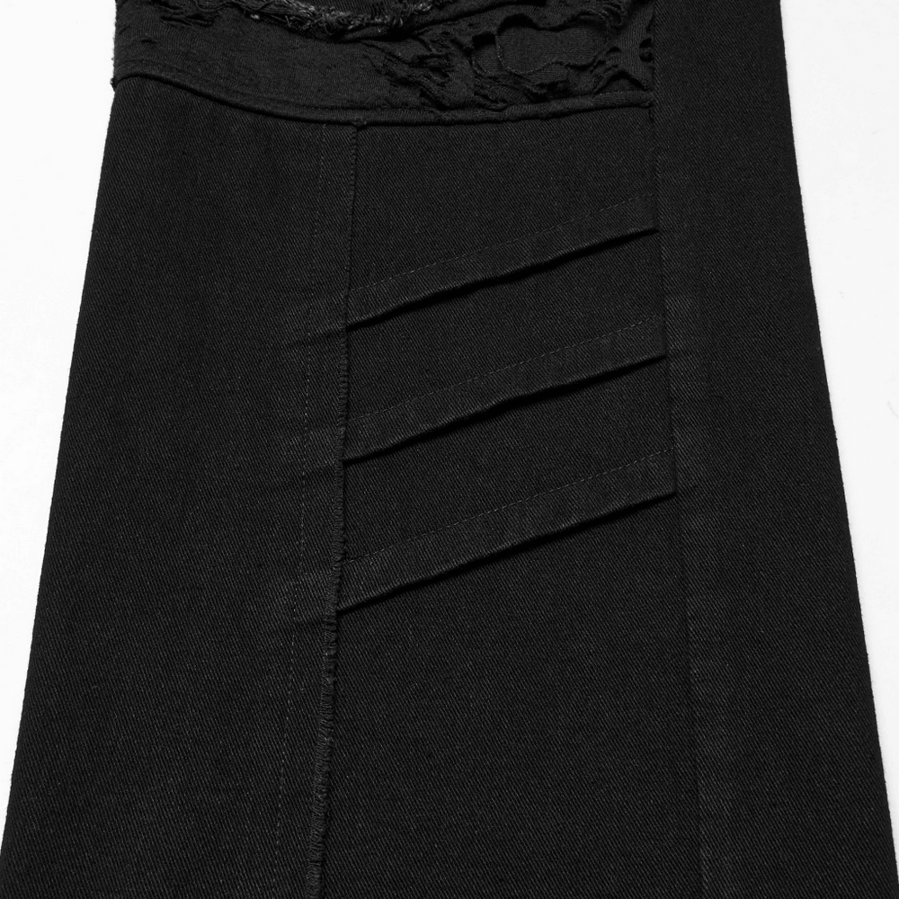 Personalized Punk Pants with Tassels and Ripped Detail