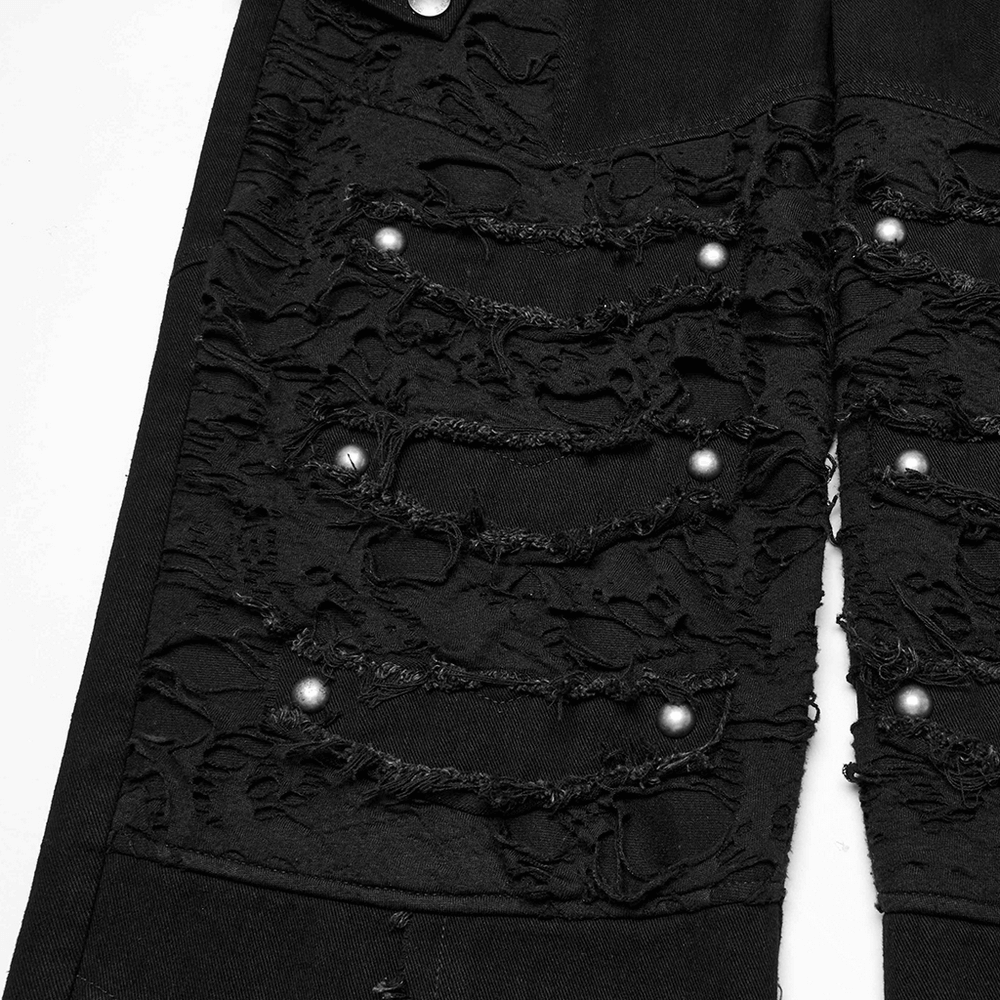 Personalized Punk Pants with Tassels and Ripped Detail