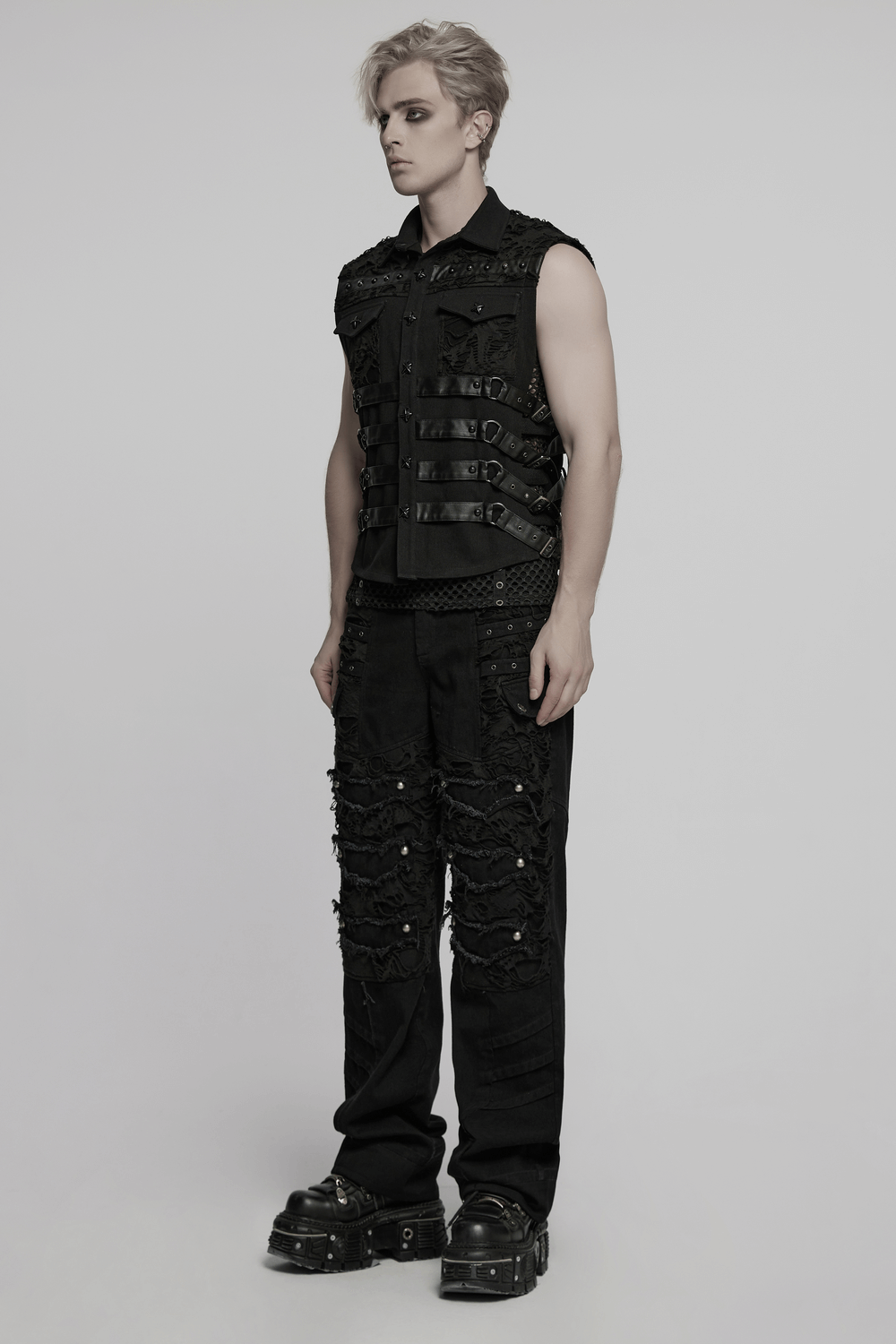 Personalized Punk Pants with Tassels and Ripped Detail