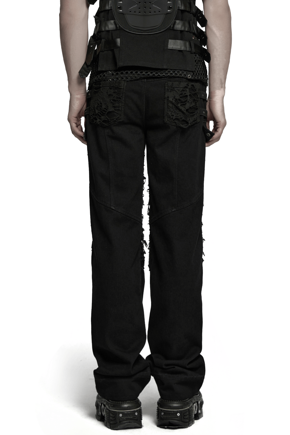 Personalized Punk Pants with Tassels and Ripped Detail