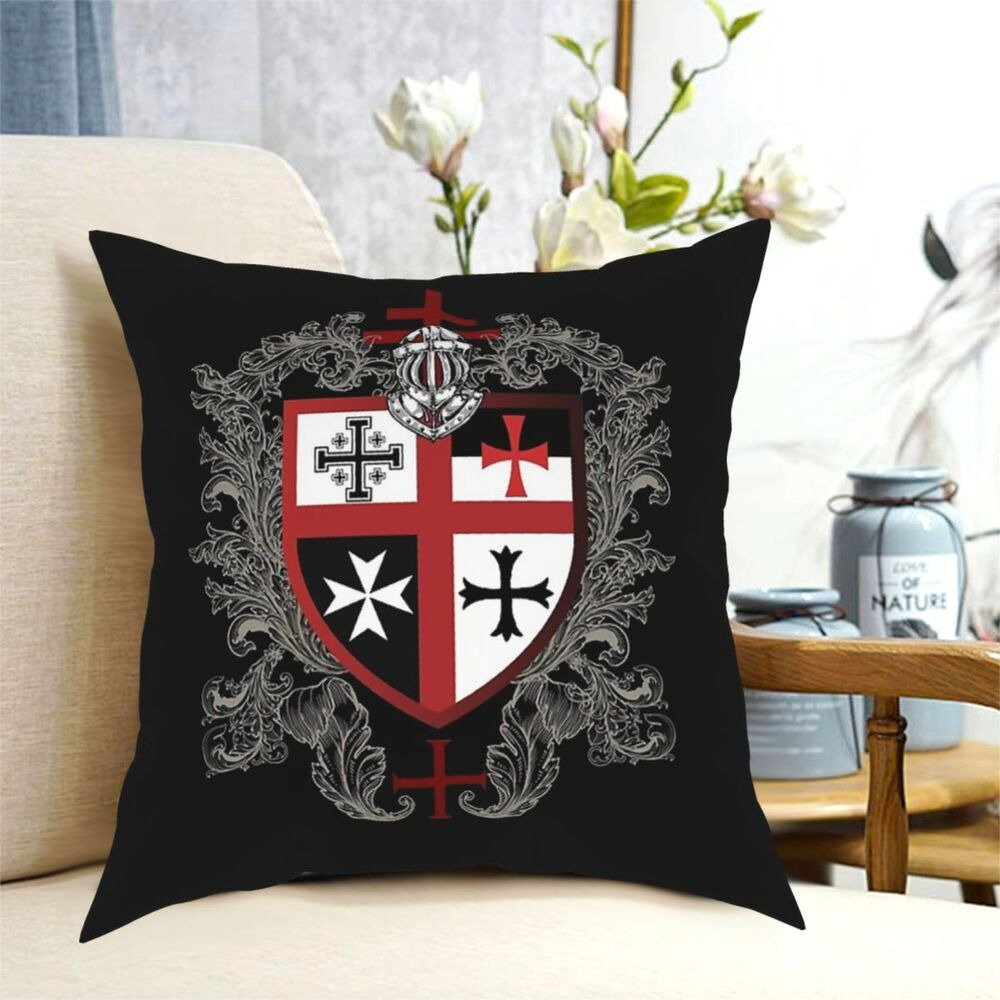 Pillowcase with Knights Templar Cross Emblem / Decorative Pillow for Living Room