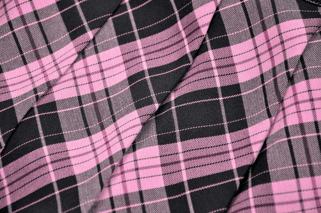 Pink and Black Plaid Mini Skirt with Edgy Leather Belt