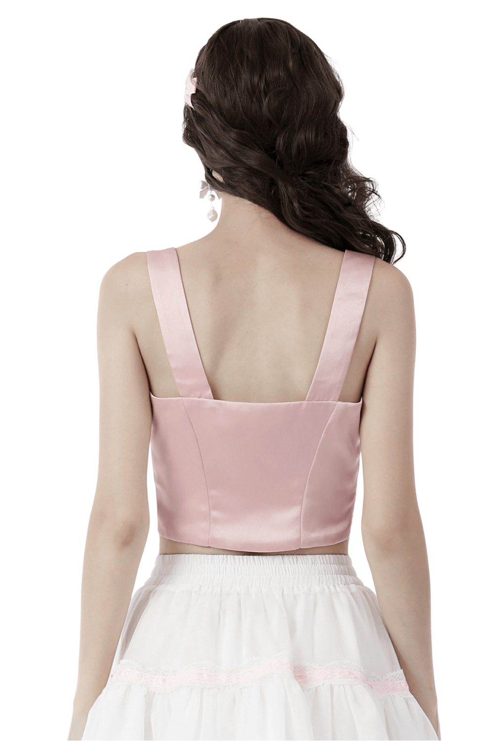Pink Heart-Shaped Bustier Top with Webbings Detail